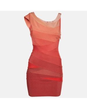 Hervé Léger Multicolor Tonal Bandage Mini Dress - Red