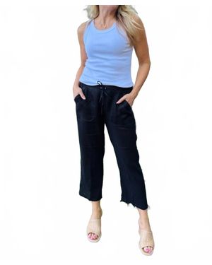 Pure Amici Cropped Linen Pant - Blue