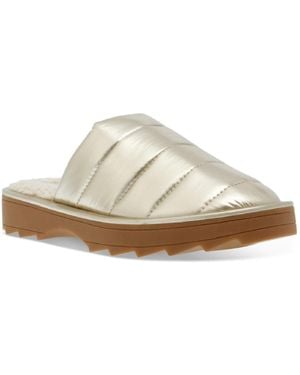 Steve Madden Chex Quilted Faux Fur Lined Slide Slippers - White