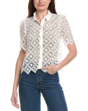 MILLY Addison Tile Lace Shirt - White