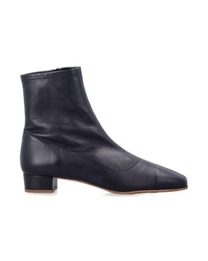 BY FAR Leather Ankle Boots With Block Heel - Blue