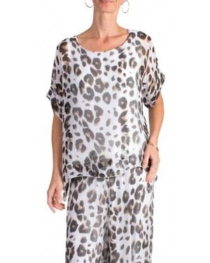 Gigi Moda Monica Leopard Print Silk Kaftan Blouse - White
