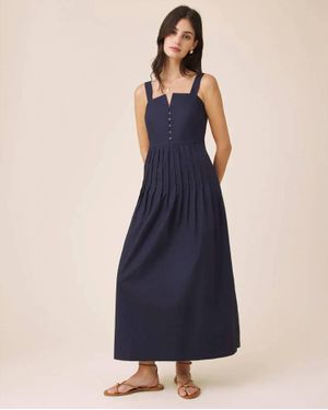 Splendid Maggie Poplin Midi Dress - Blue