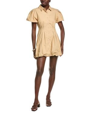 English Factory Button-Down Bubble Mini Dress - Natural