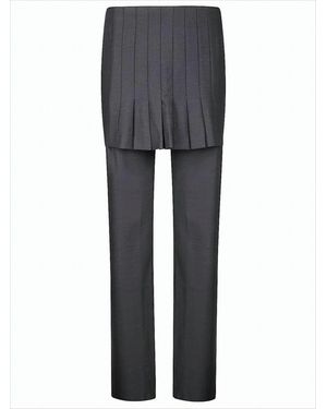 Paloma Wool Pleated Overlay Skirt Straight-Leg Pants - Gray