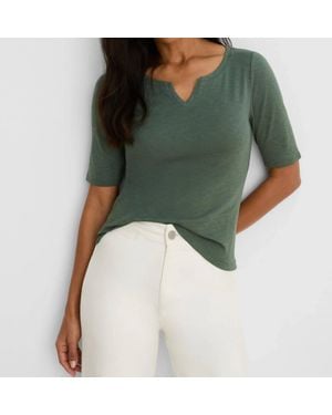 NIC+ZOE Elbow Sleeve Notch Tee - Green