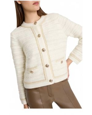 MILLY Metallic Textured Knit Jacket - Natural