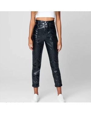 Blank NYC Other Worldly Overall Faux Leather Pants High Rise - Blue