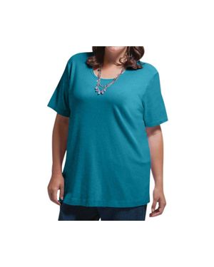 On The Plus Side Solid Short Sleeve U-Neck Tee - Blue