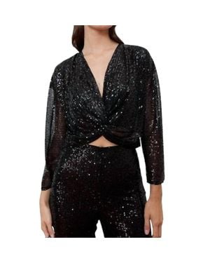 DELUC Amapola Sequin Top - Black