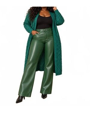 N by Nancy Faux Leather Flare Leg Pants - Green