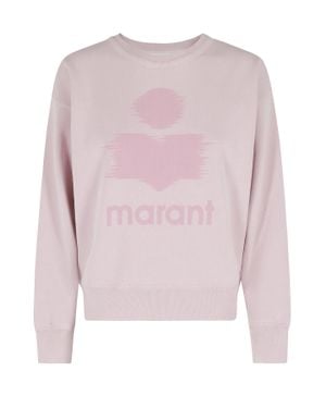 Isabel Marant Mobyli Gz Blurred Logo Crewneck Cotton-Blend Sweatshirt - Pink