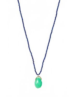 Danielle Welmond Silk Cord Necklace With Beads & Chrysoprase Drop - Metallic