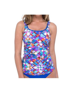 Gottex Via Veneto Scoop Neck Shirred Tankini Top - Blue