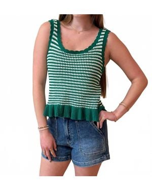 New In Fiona Crochet Peplum Tank Top - Green