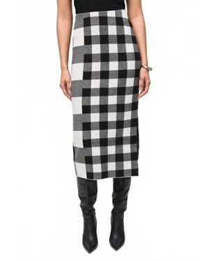 Joseph Ribkoff Plaid Jacquard Knit Skirt - Black