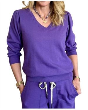 Michael Stars Kit V-Neck Sweatshirt - Purple