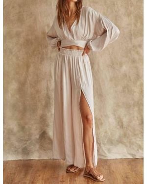 By Together Jenna Satin High Waisted Pants - Brown
