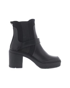 Rocket Dog Kali Boots Leather Round Toe Block Heel Jobb919 - Black