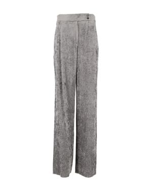 Emporio Armani High-Waisted Textured Wide-Leg Pants - Gray