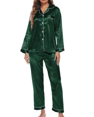 Wholesalesir Button Up Pajamas For Long Sleeve Soft Set - Green