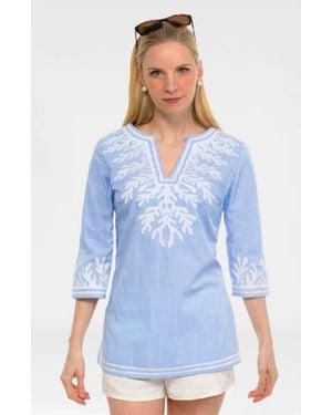 Gretchen Scott The Reef Pinstripe Tunic - Blue