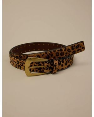 Lucky Brand Leopard Haircalf Belt - Brown