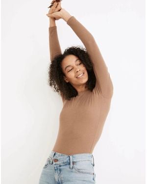 Madewell Ribbed Bodysuit Stretch Crew Neck Full-Coverage Red920 - White