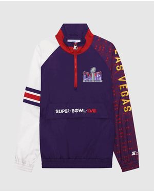 Starter Super Bowl Lviii Nylon Elite Half-Zip Pullover Jacket - Purple