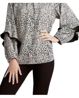 Kensie Long Sleeve Woven Top - Gray