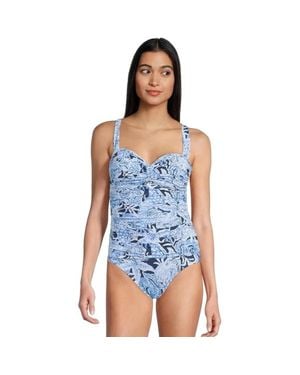 Lilly Pulitzer Solaria Swimsuit Tropical Ruched One Piece Red415 - Blue