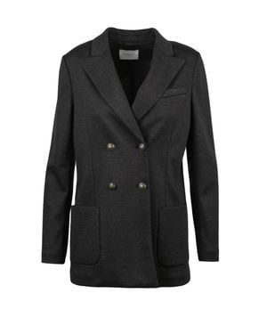 Circolo 1901 Double-Breasted Blazer With Classic Lapel And Unlined Design - Black