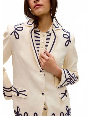 Carolina K Vera Embroidered Blazer - Natural
