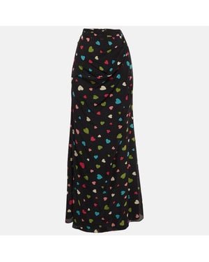 Moschino Cheap And Chic Heart Print Silk Maxi Skirt - Black