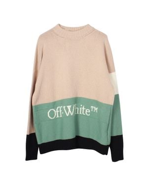 Off-White c/o Virgil Abloh Intarsia Logo Colorblock Sweater - Green