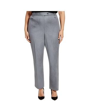 Calvin Klein Plus Pinstripe Polyester Wide Leg Pants - Gray