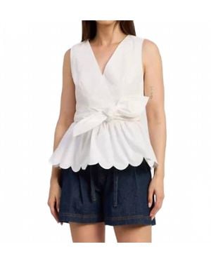 En Saison Isabella Sleeveless Peplum Top - White