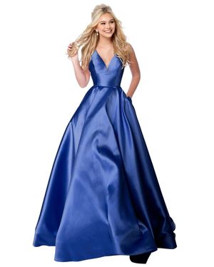 Sherri Hill V Neckline Gown - Blue