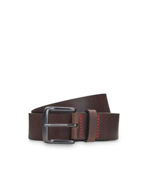 HUGO Italian-Made Leather Belt - Brown