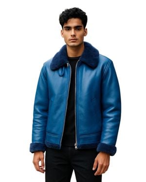 Infinity Leather B3 Bomber Raf Aviator Sheepskin Jacket -Worcester - Blue