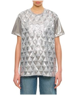 Junya Watanabe Geometric Sequin-Embellished Crew-Neck T-Shirt - Gray