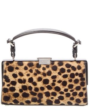 Michael Kors Gwyneth Haircalf & Leather Frame Bag - Brown