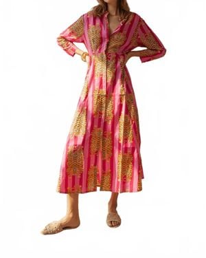 Guadalupe Luciana Tibet Tiger Dress - Red