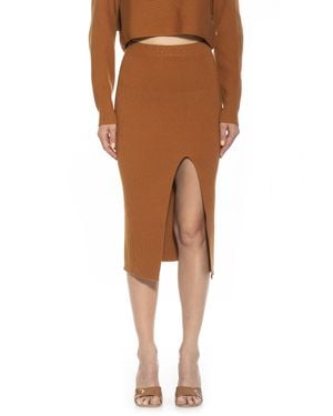 Alexia Admor Ribbed Midi Skirt - Brown