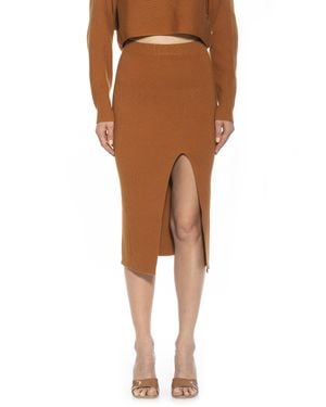Alexia Admor Ribbed Midi Skirt - Brown