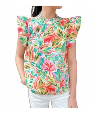 Thml Lyla Short Sleeve Print Top - Green