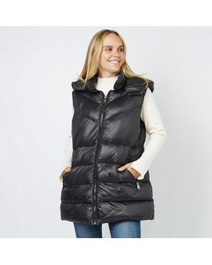 TRUEDAMES Padded Hoodie Vest - Black