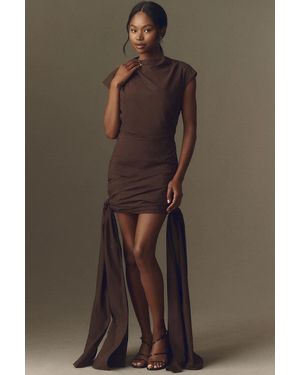 Shona Joy Shone Joy Campbell Draped Mini Dress - Brown