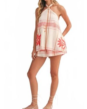 Klesis Chiara Printed Halter Romper - Red
