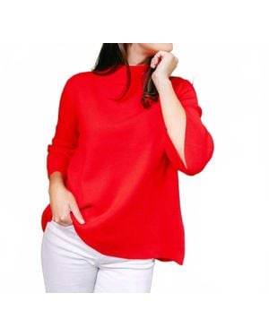 Fate Mock Neck Pullover Sweater - Red